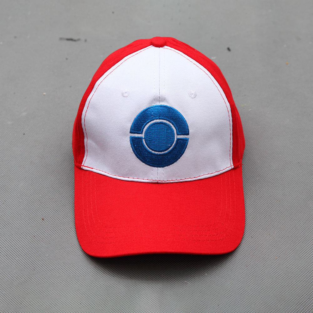 Anime Pokemon Costume Trainer Ash Ketchum Short Sleeves Cosplay Suit with Accessories for Men and Kids