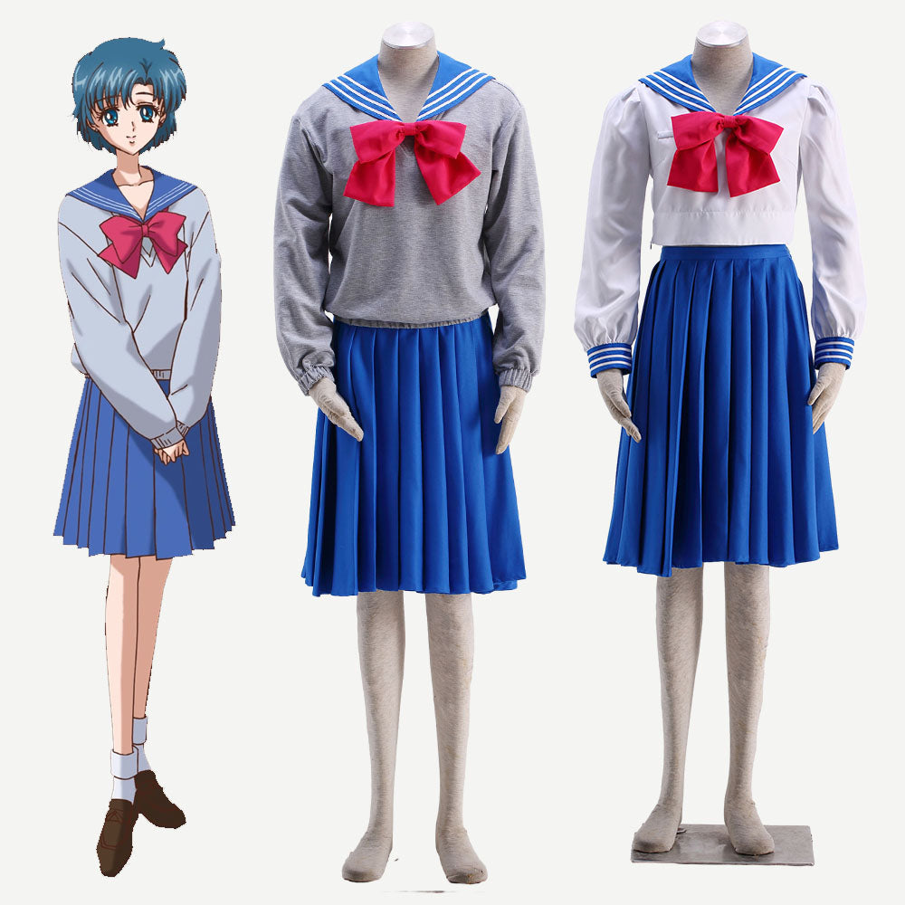 Anime Sailor Moon Costume Mizuno Ami Sailor mercury Cosplay Normal School Uniform