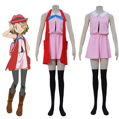 Women and Kids Anime Pokemon X/Y Costume Serena Cosplay full Set with Accessories