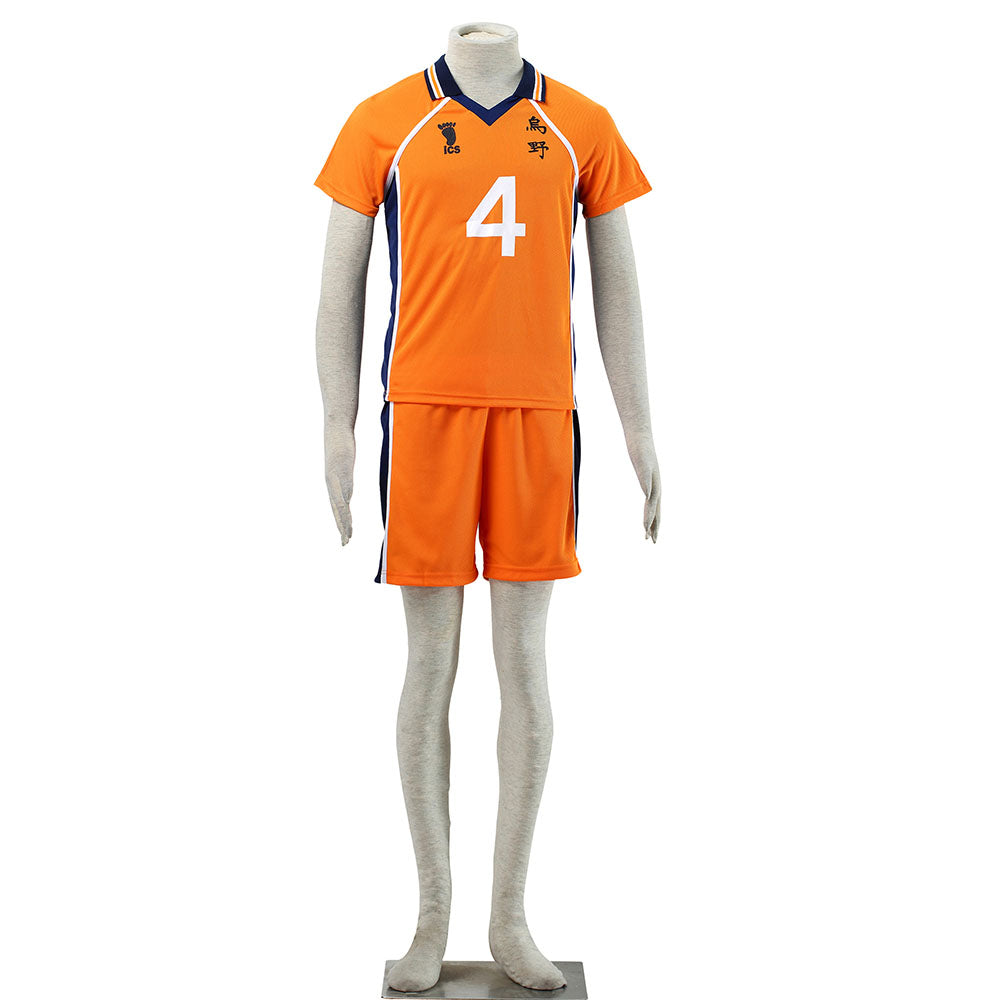 Haikyuu!! Costume Nishinoya Yuu Number #4 Karasuno High School Volleyball Uniform with Knee pads