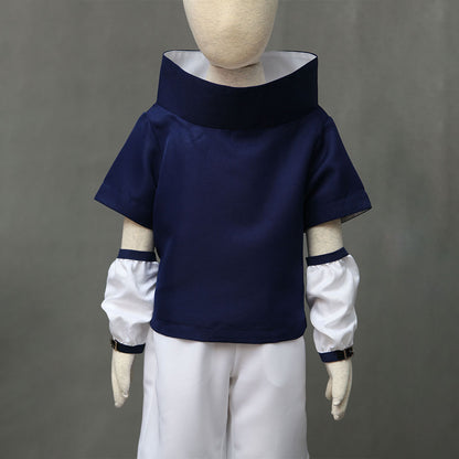 Anime Naruto Costume Sasuke Boy Cosplay Outfit with Headband for Kids and Adults