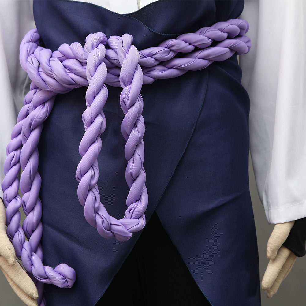 Anime Naruto Costume Sasuke Snake-Style Cosplay Costume with Purple Rope for Men Kids