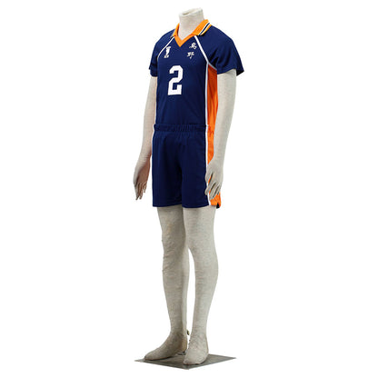 Haikyuu!! Costume Sugawara Koushi Number #2 Karasuno High School Volleyball Uniform with Knee pads