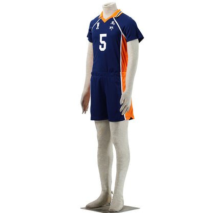 Haikyuu!! Costume Ryunosuke Tanaka Number #5 Karasuno High School Volleyball Uniform with Knee pads