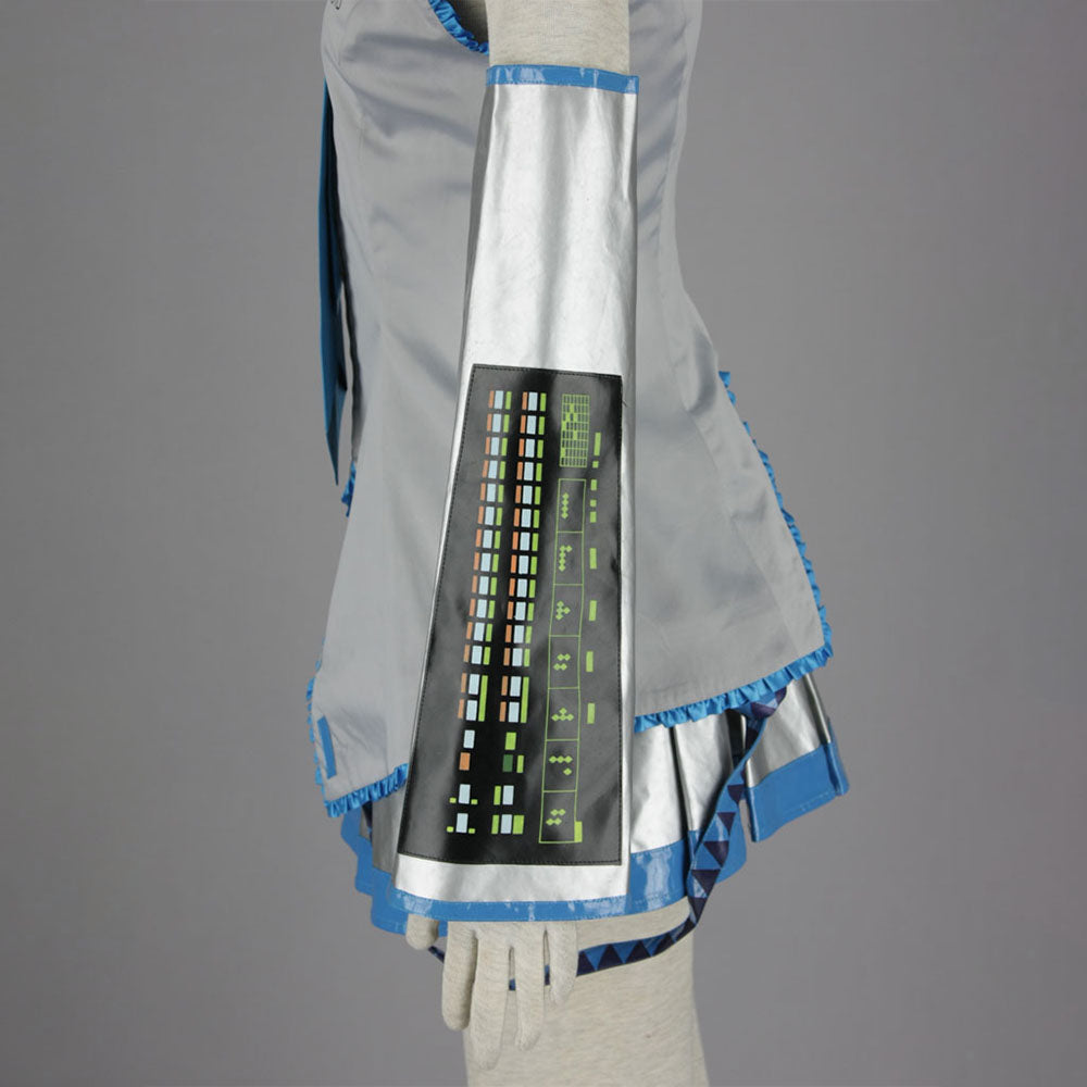 Ice Blue Snowy Virtual Singer Cosplay Costume Outfit with Accessories for Women Kids