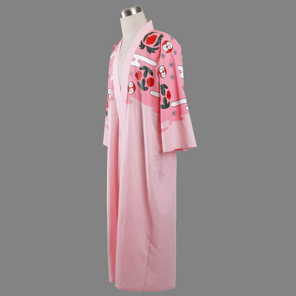 Anime 8th Division Lazy Captain Swordsman Cosplay Pink Floral Kimono Costume Men and Kids