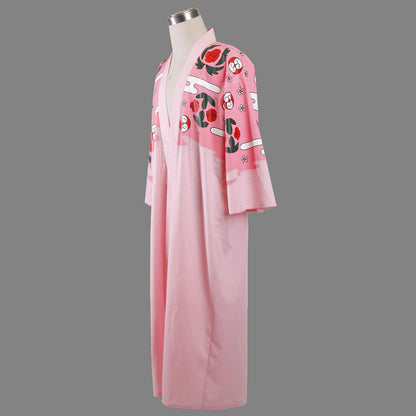 Anime 8th Division Lazy Captain Swordsman Cosplay Pink Floral Kimono Costume Men and Kids