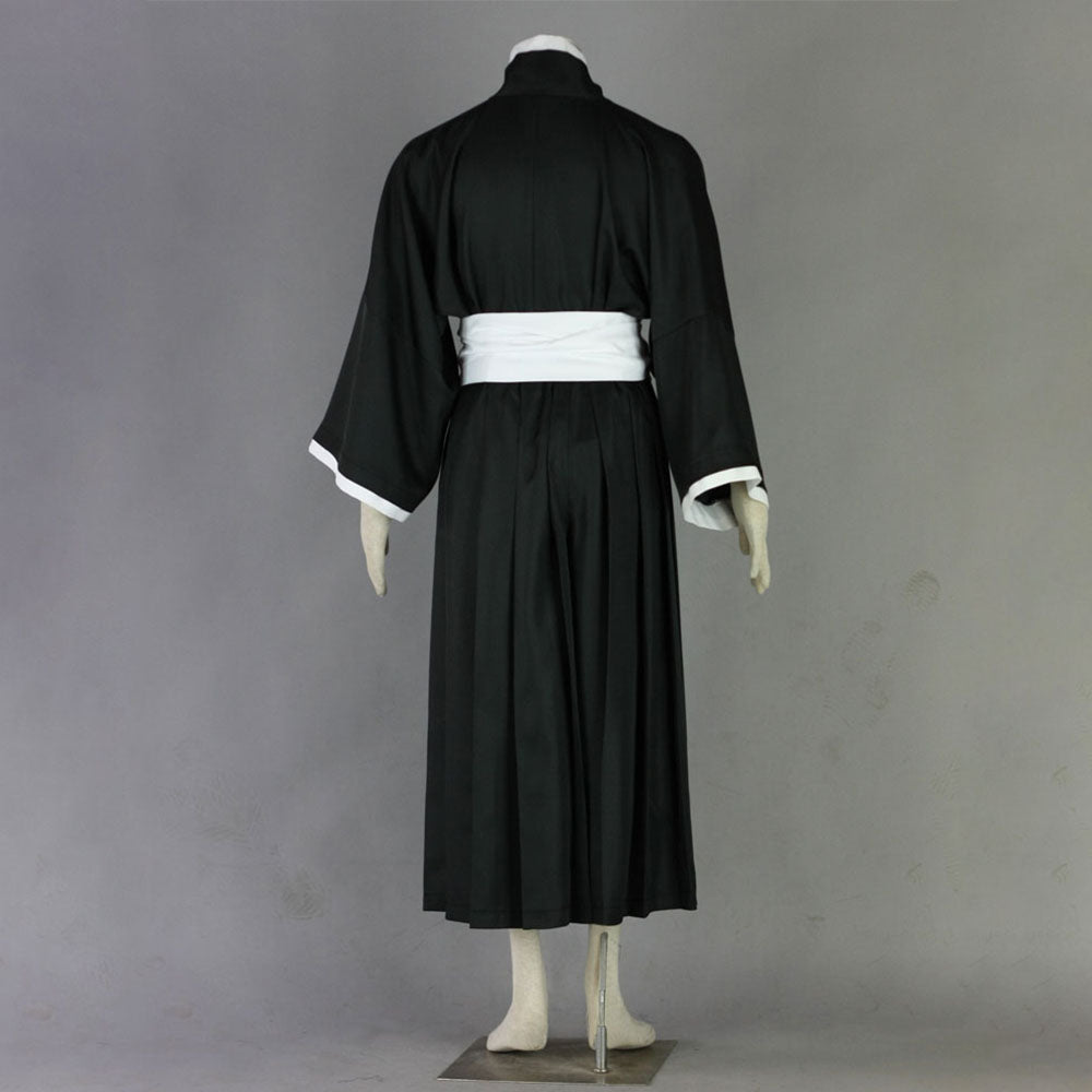 Anime Soul Warrior Black Kimono Robe White Waist Sash Cosplay Costume for Men Kids