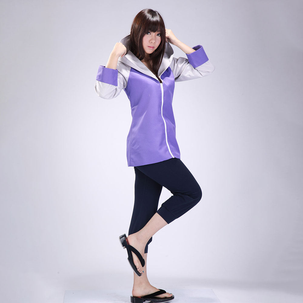 Anime Naruto Costume Hinata Cosplay Jacket Costume with Headband for Women Kids