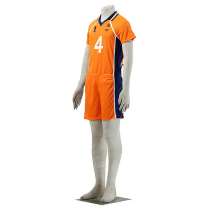 Haikyuu!! Costume Nishinoya Yuu Number #4 Karasuno High School Volleyball Uniform with Knee pads