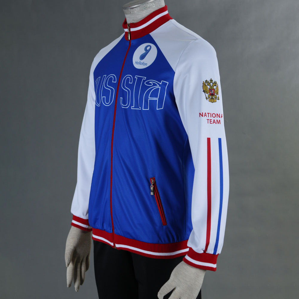 Anime YURI!!! on ICE Yuri Plisetsky Cosplay Costume Blue Suits Men and Kids Halloween
