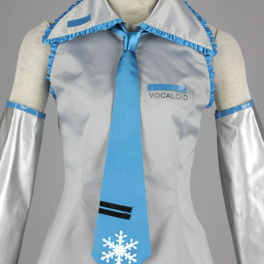 Ice Blue Snowy Virtual Singer Cosplay Costume Outfit with Accessories for Women Kids