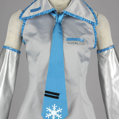 Ice Blue Snowy Virtual Singer Cosplay Costume Outfit with Accessories for Women Kids