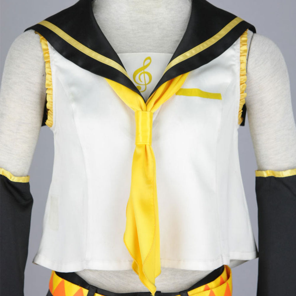 Anime-Style Yellow Twin-Tail Virtual Singer Costume Full Outfit with Accessories for Women Kids