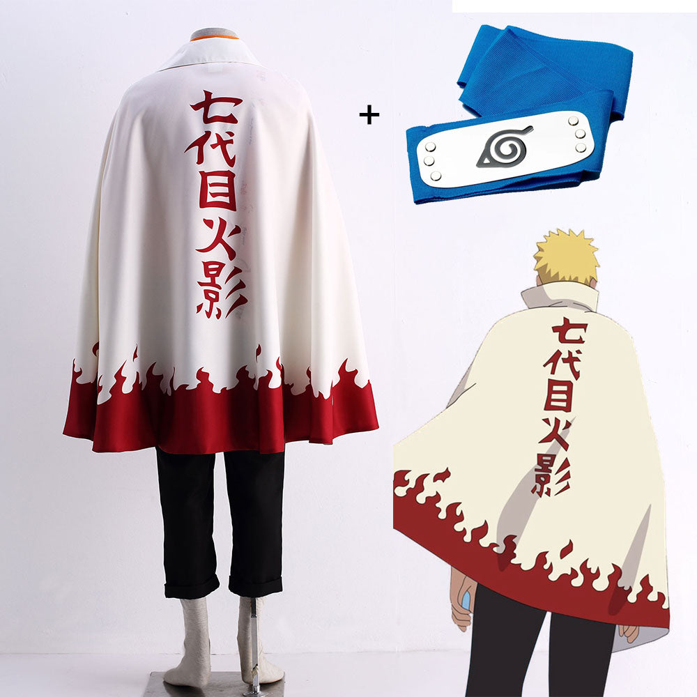 Anime Naruto Costume Naruto 7th Hokage Cosplay Cloak with Headband for Men Kids Halloween