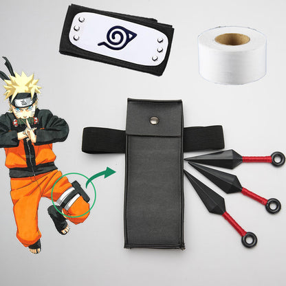 Anime Naruto Costume Leaf Village Ninja Naruto Kakashi Sakura Hinata Leg Bag Kunai Cosplay Headband Accessories