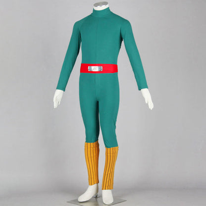Anime Naruto Costume Might Guy Cosplay Green Jumpsuit Full Set for Men Kids Halloween