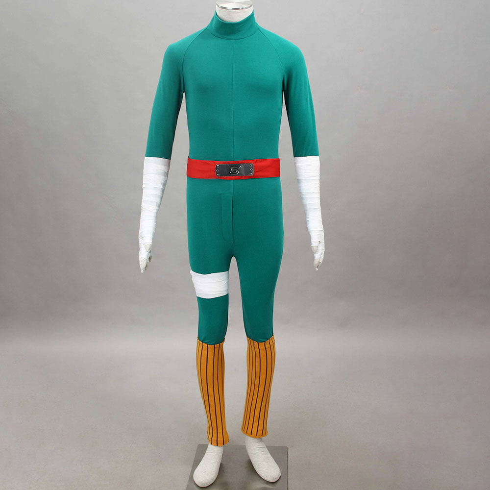 Anime Naruto Costume Rock Lee Cosplay Green Jumpsuit with Jacket Outfit Costume Men Kids