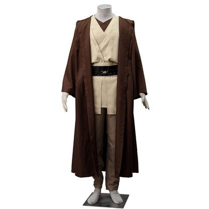 Movie Star Wars Obi-Wan Kenobi Jedi Knight Cosplay Costume Full Outfits Men Kids Halloween