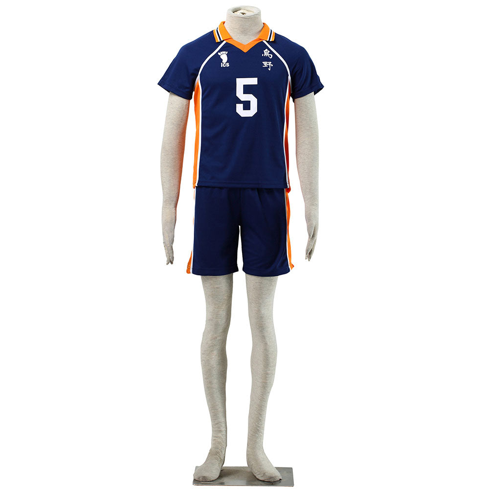 Haikyuu!! Costume Ryunosuke Tanaka Number #5 Karasuno High School Volleyball Uniform with Knee pads