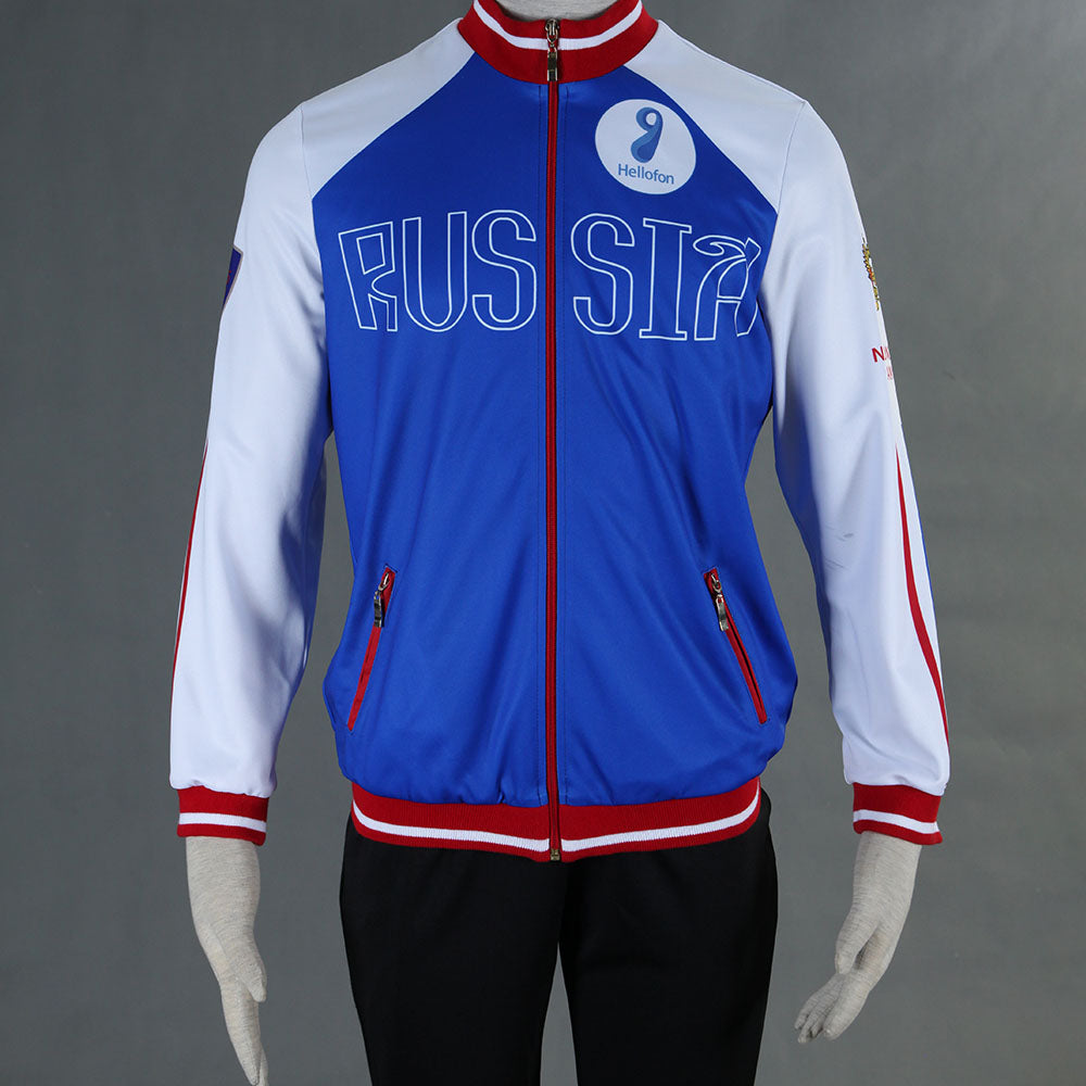Anime YURI!!! on ICE Yuri Plisetsky Cosplay Costume Blue Suits Men and Kids Halloween