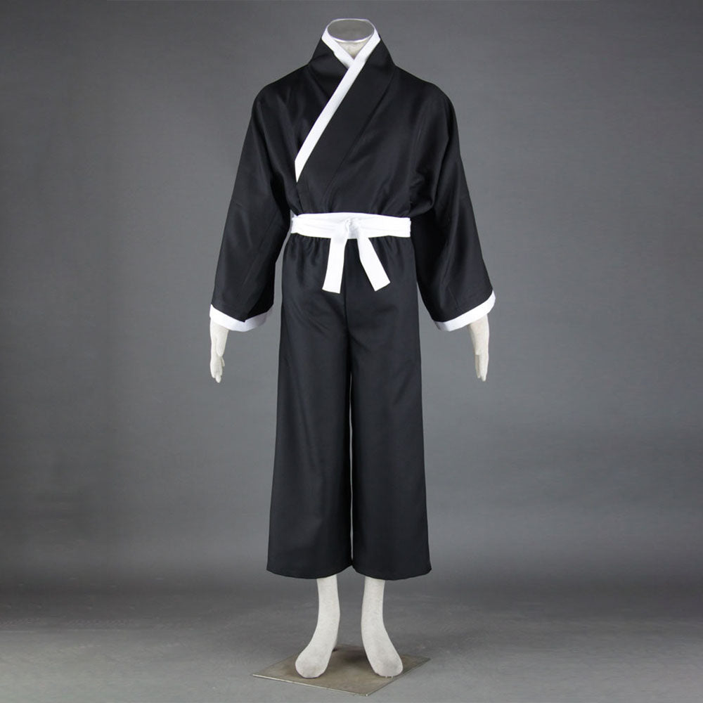 Anime Soul Warrior Black Kimono Robe White Sash Cosplay Costume for Men Kids