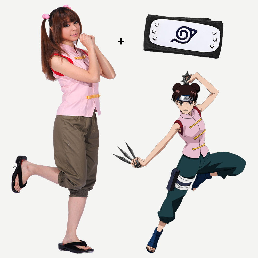 Anime Naruto Costume Tenten Cosplay Costume Outfit for Women Kids