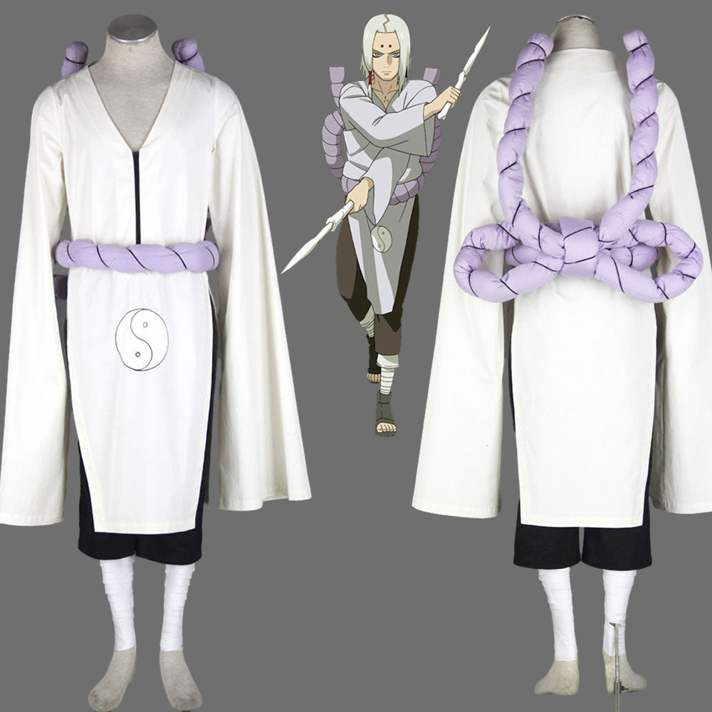 Anime Naruto Costume Kimimaro Cosplay Costume with Large Waist Rope for Men Kids