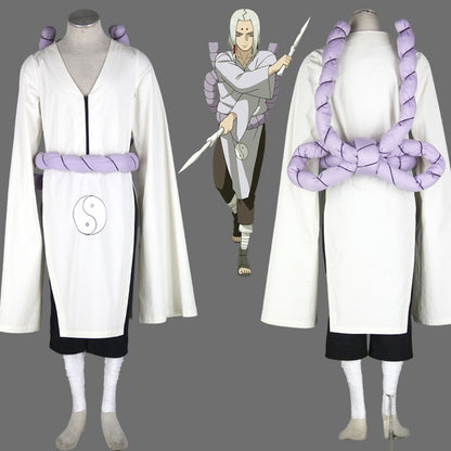 Anime Naruto Costume Kimimaro Cosplay Costume with Large Waist Rope for Men Kids