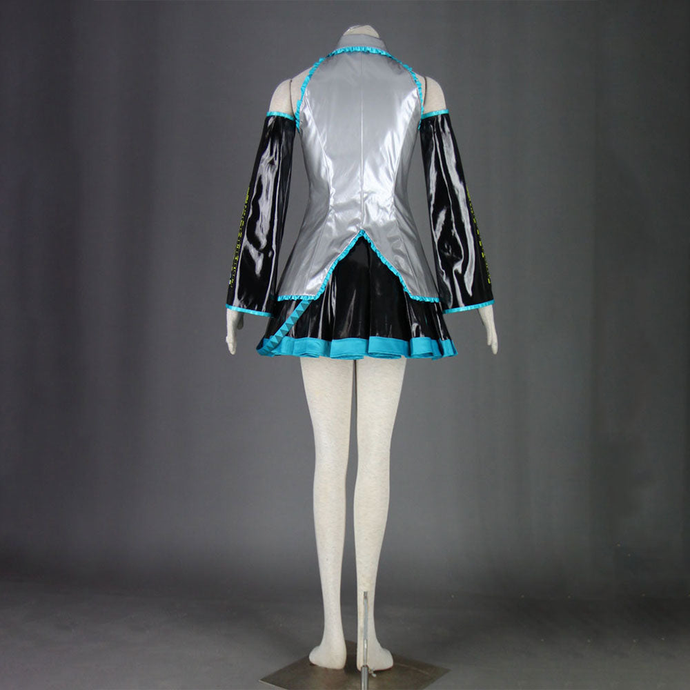 Blue Twin-Tail Virtual Singer Metallic Stage Cosplay Costume with Accessories for Women and Kids