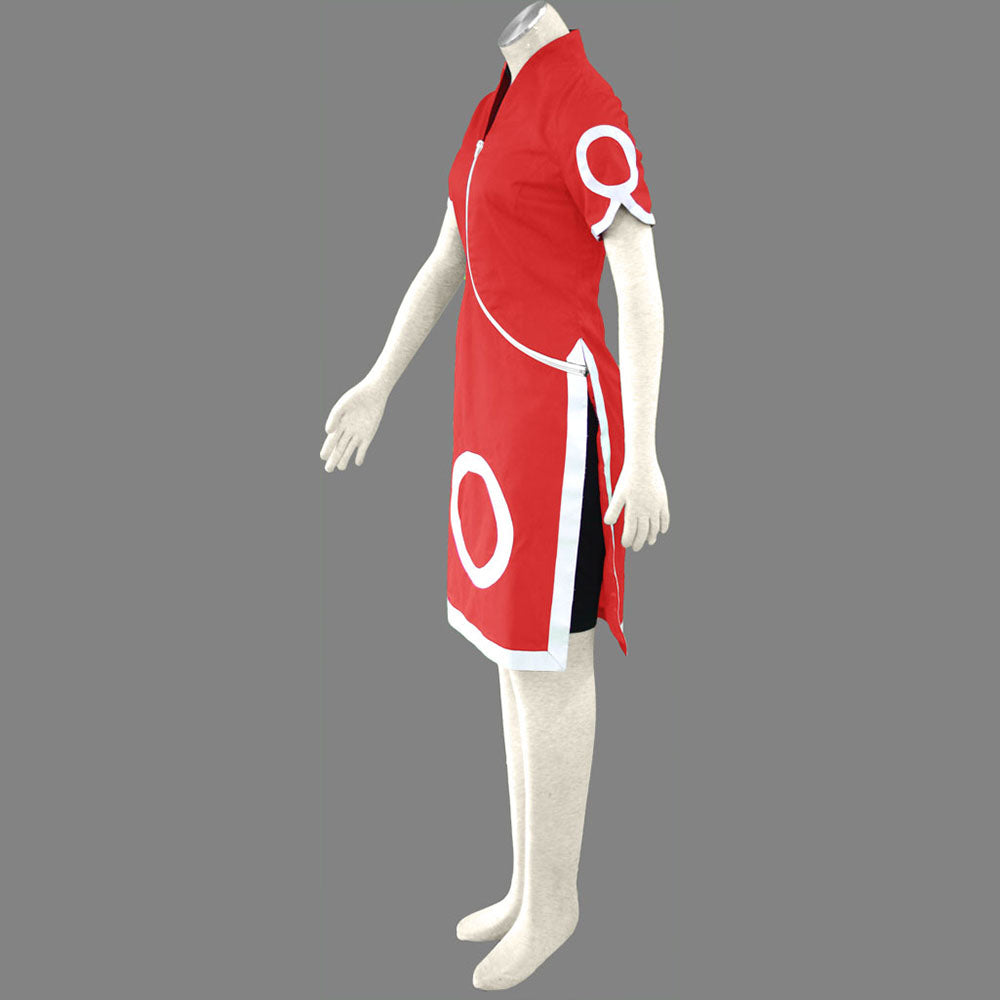 Anime Naruto Costume Sakura Girl Cosplay Red Dress Costume for Women Kids