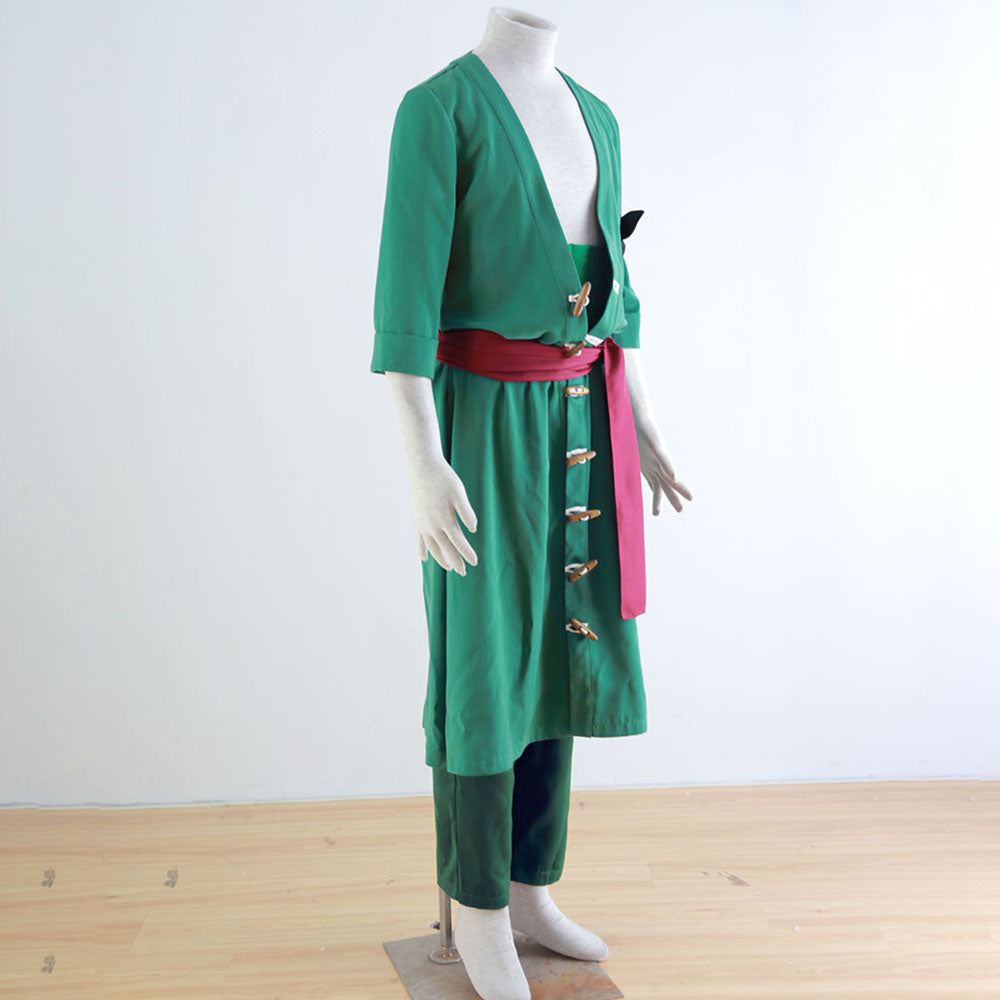 Pirate Green Swordsman Costume Outfit for Men and Kids Halloween