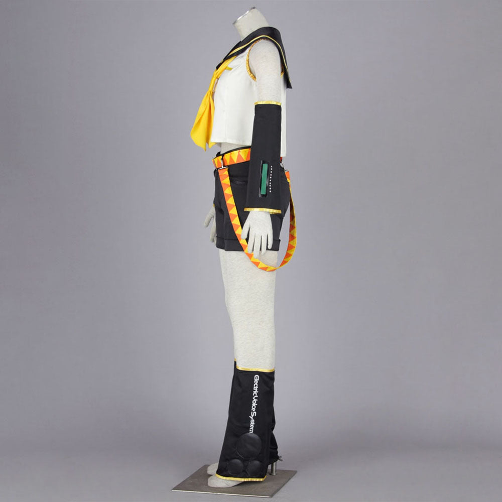 Anime-Style Yellow Twin-Tail Virtual Singer Costume Full Outfit with Accessories for Women Kids