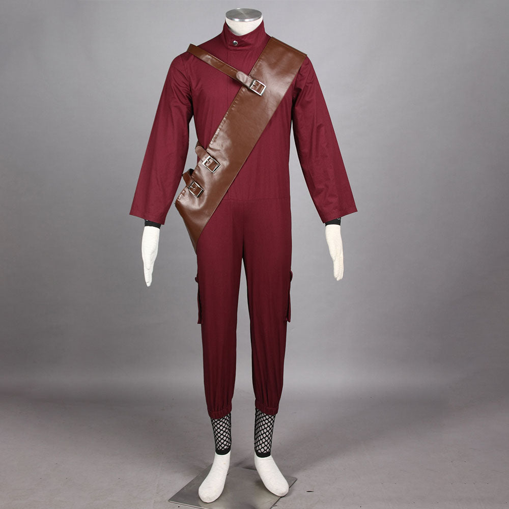 Anime Naruto Costume Gaara Cosplay Burgundy Costume full Outfit Men Kids Halloween