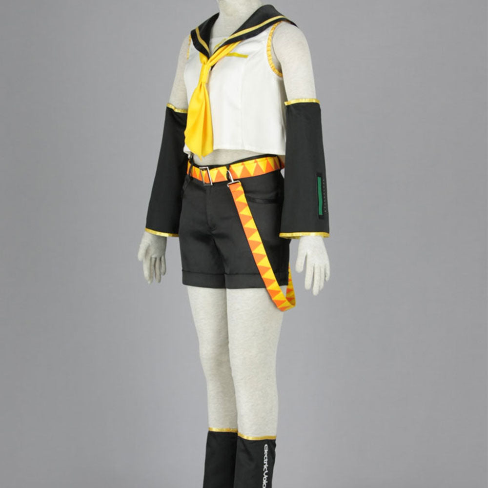 Anime-Style Yellow Twin-Tail Virtual Singer Costume Full Outfit with Accessories for Women Kids