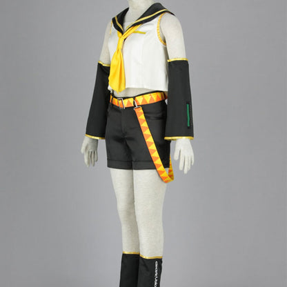 Anime-Style Yellow Twin-Tail Virtual Singer Costume Full Outfit with Accessories for Women Kids