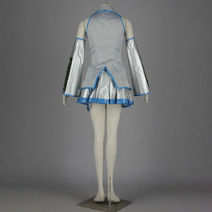 Ice Blue Snowy Virtual Singer Cosplay Costume Outfit with Accessories for Women Kids