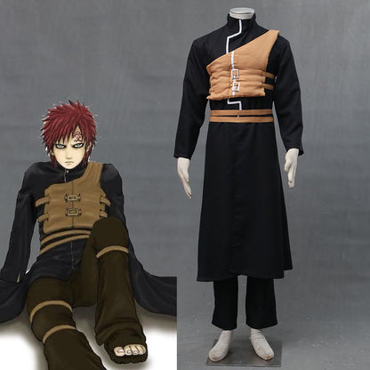 Anime Naruto Costume Gaara Cosplay Black Costume Outfit for Men Kids Halloween