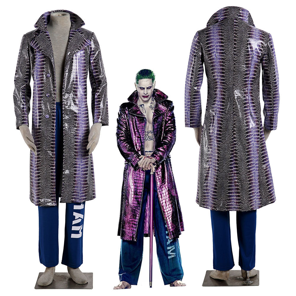 The Suicide Squad The Joker Cosplay Costume Long Coat with Pants Men and Kids Halloween
