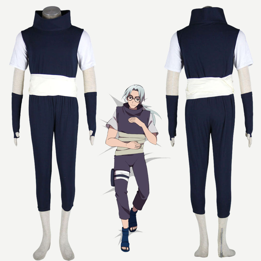 Anime Naruto Costume Kabuto Yakushi Taking Exam Cosplay Costume Outfit for Men Kids