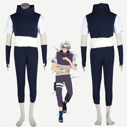 Anime Naruto Costume Kabuto Yakushi Taking Exam Cosplay Costume Outfit for Men Kids