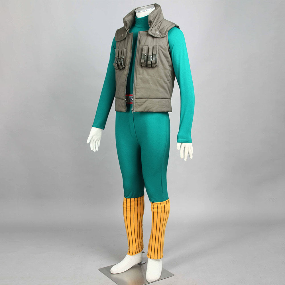 Anime Naruto Costume Might Guy Cosplay Green Jumpsuit Full Set for Men Kids Halloween