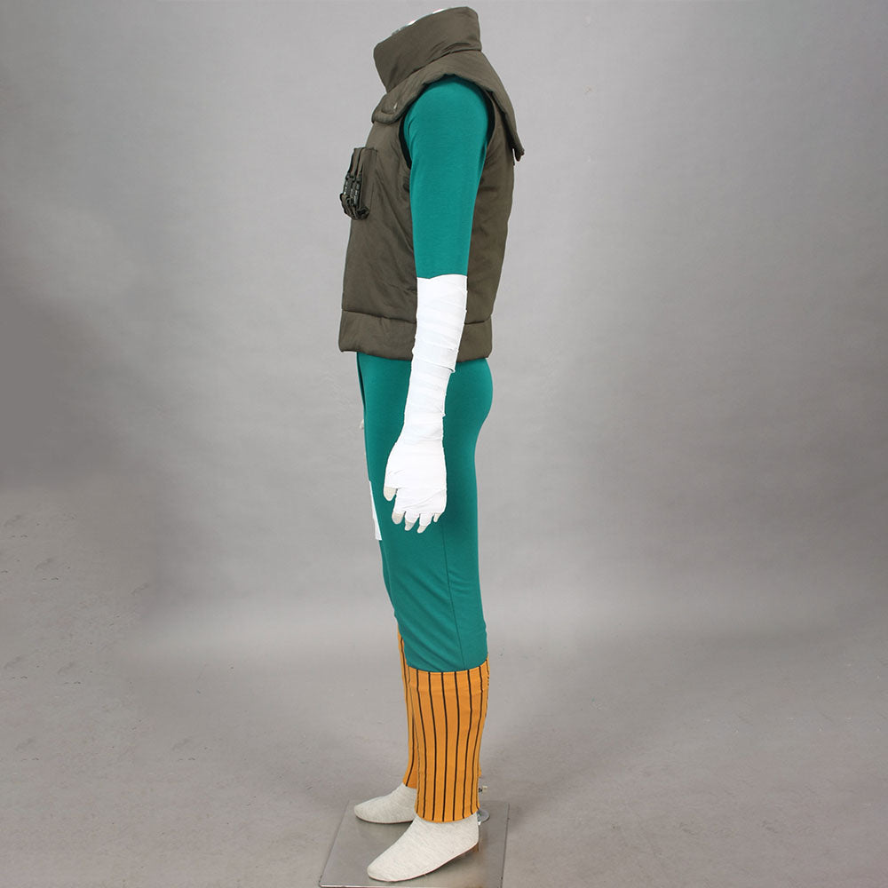 Anime Naruto Costume Rock Lee Cosplay Green Jumpsuit with Jacket Outfit Costume Men Kids
