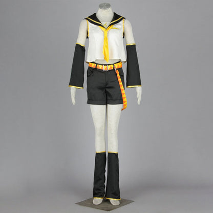 Anime-Style Yellow Twin-Tail Virtual Singer Costume Full Outfit with Accessories for Women Kids