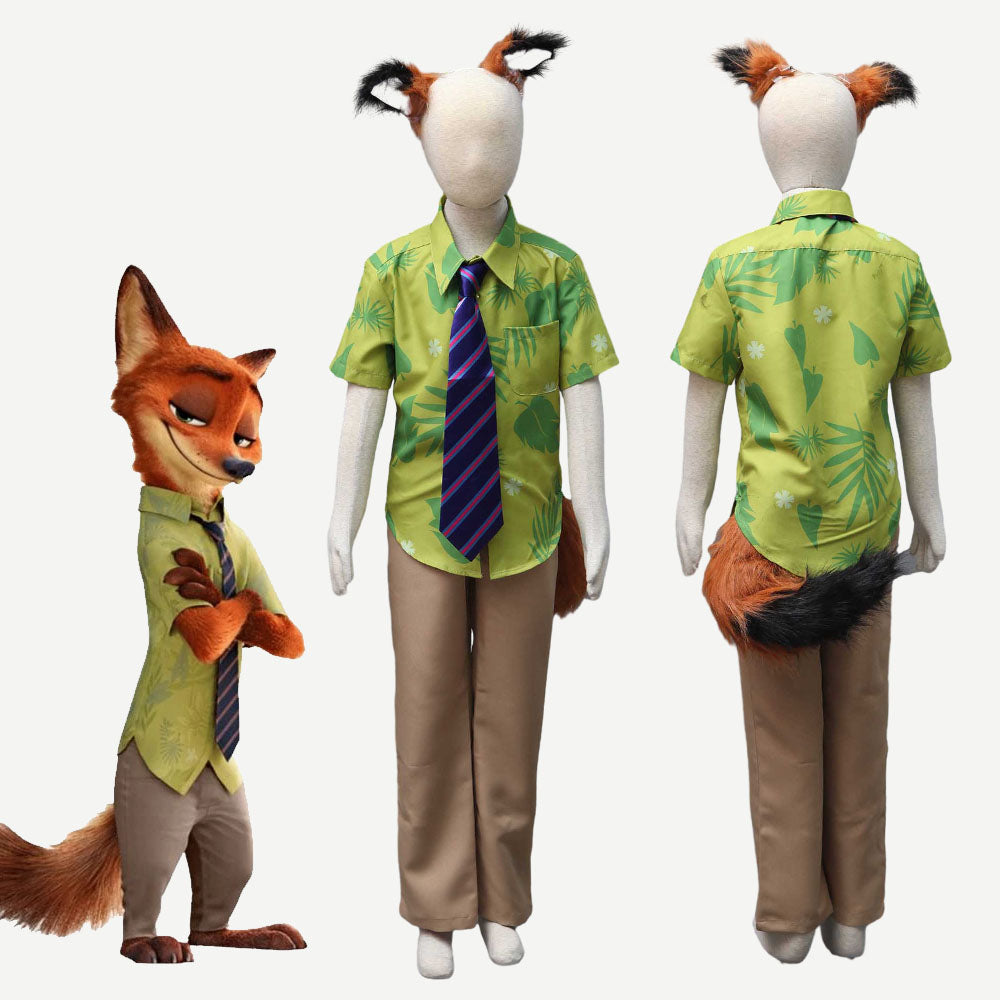 Anime Zootopia Costume The Fox Nick Wilde Cosplay full outfit Men and Kids Halloween