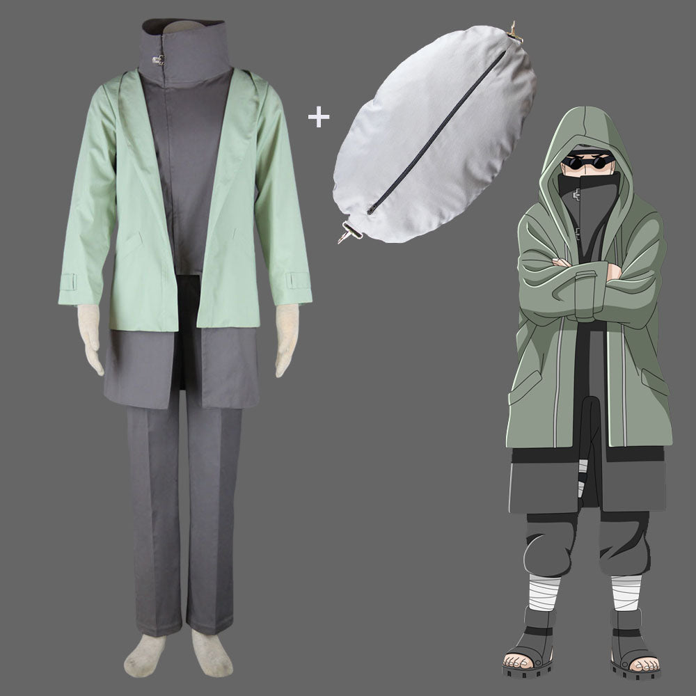 Anime Naruto Costume Shino Aburame Cosplay Costume with Bag for Men Kids