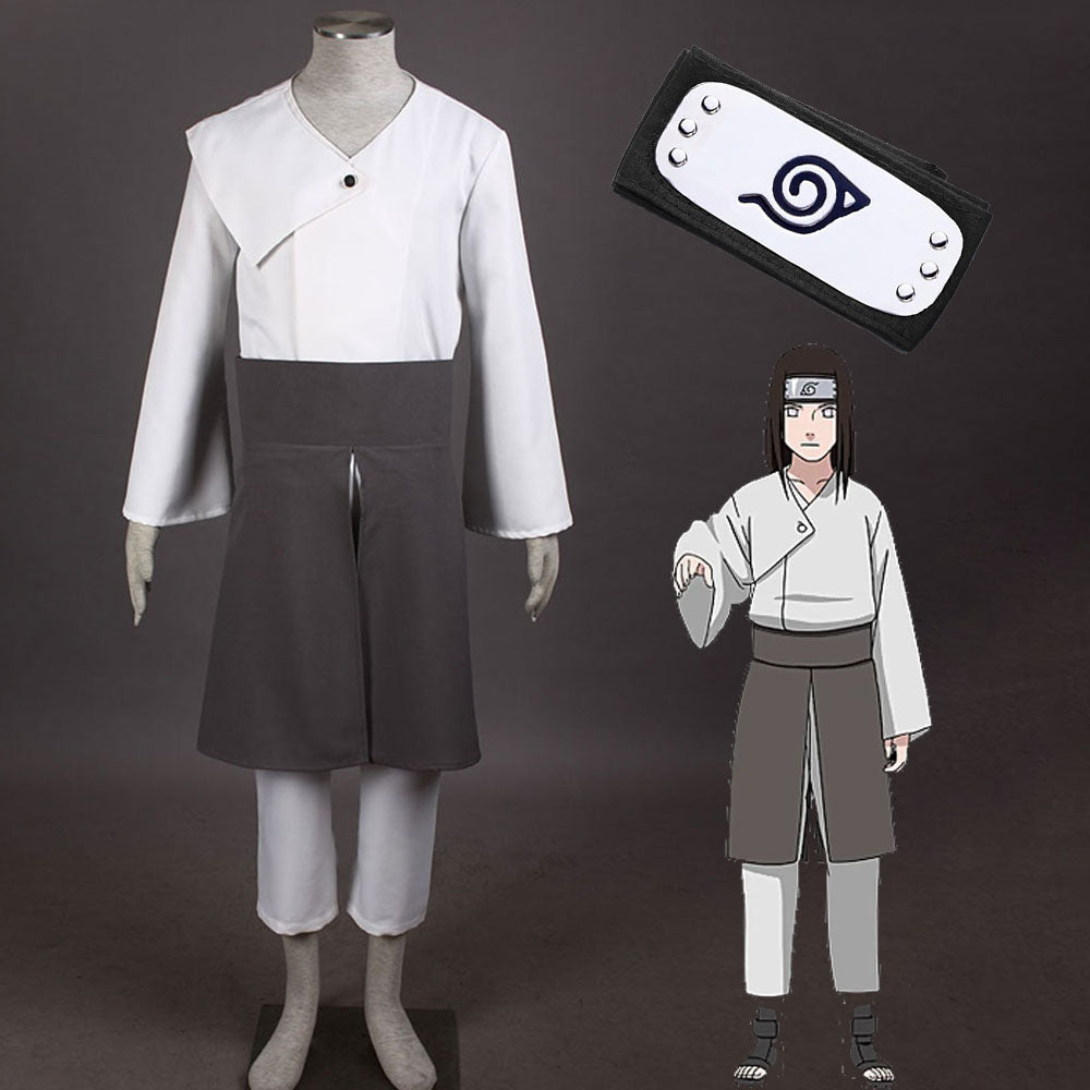 Anime Naruto Costume Neji Ninja War Cosplay Costume for Men and Kids Halloween