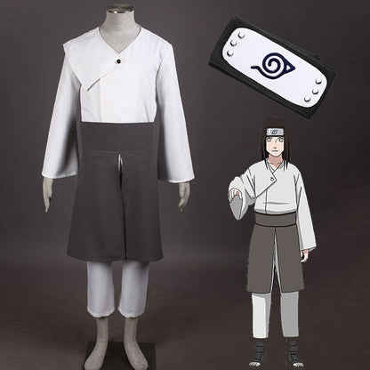 Anime Naruto Costume Neji Ninja War Cosplay Costume for Men and Kids Halloween