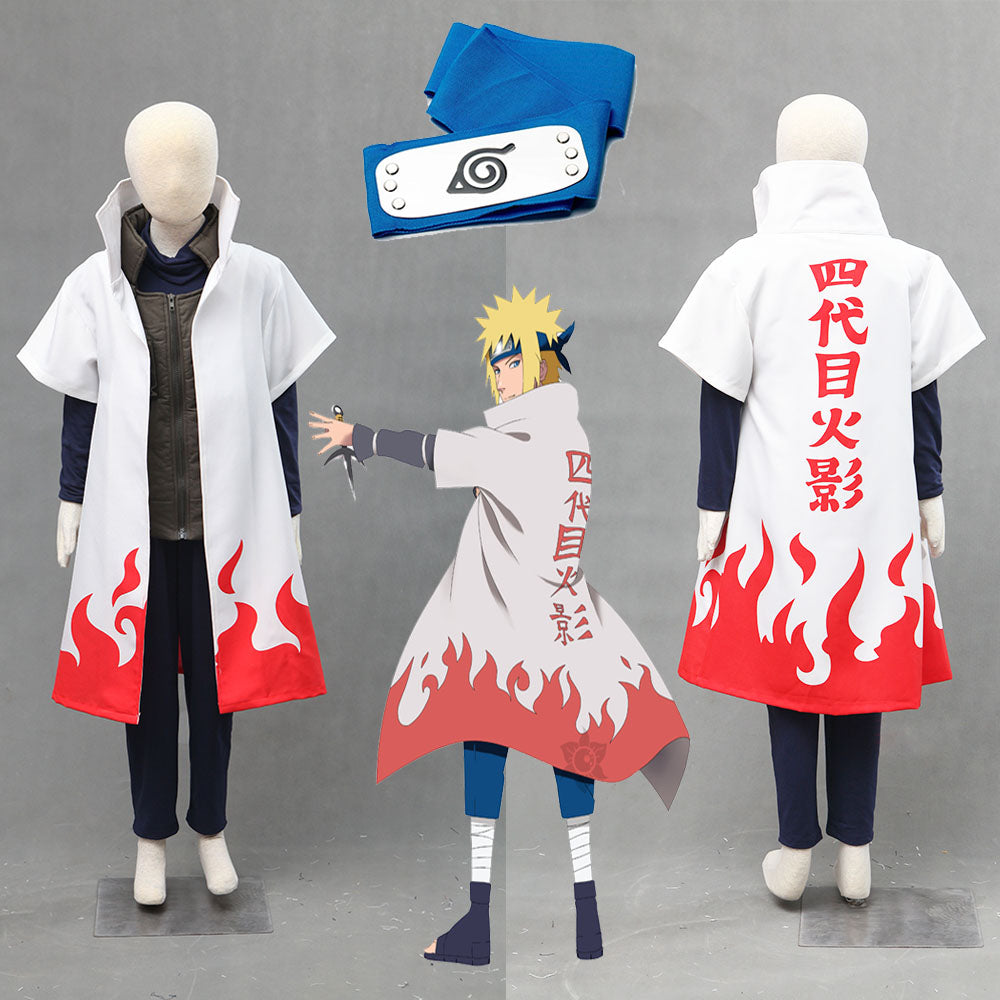 Anime Naruto Costume Minato 4th Hokage Cosplay full Outfit Costume with Headband for Men Kids Halloween