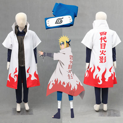 Anime Naruto Costume Minato 4th Hokage Cosplay full Outfit Costume with Headband for Men Kids Halloween